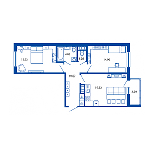 3-комнатная, 66 м² — ЖК ЖК Ультра Сити