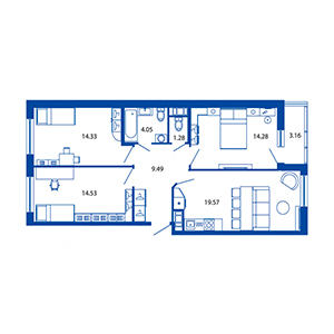 4-комнатная, 77 м² — ЖК ЖК Полис на московской