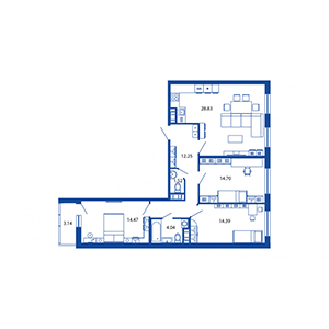 4-комнатная, 90 м² — ЖК ЖК Полис на московской