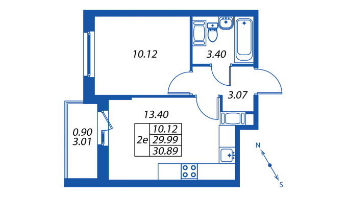 1-комнатная, 29 м² — ЖК ЖК ПаркЛэнд