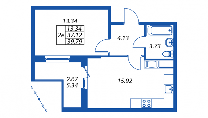 2-комнатная, 36 м² — ЖК ЖК ПаркЛэнд