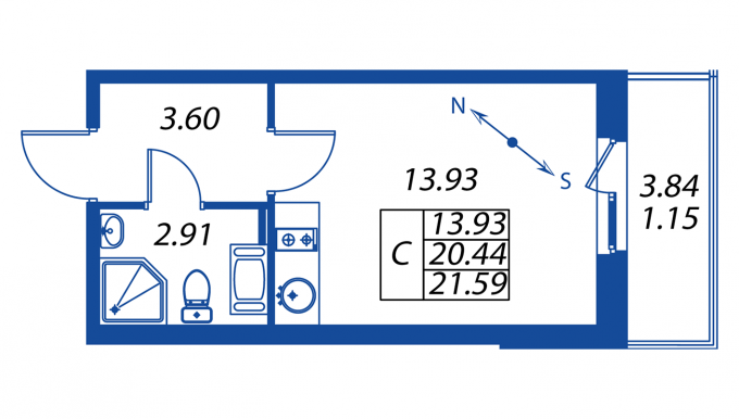 Студия, 20 м² — ЖК ЖК ПаркЛэнд