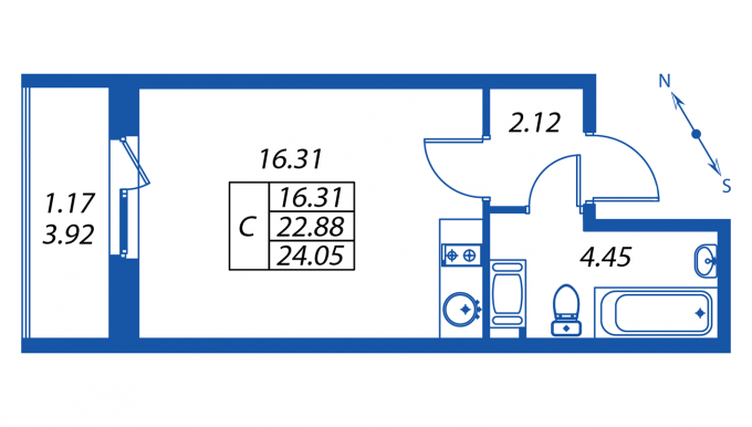 Студия, 22 м² — ЖК ЖК ПаркЛэнд