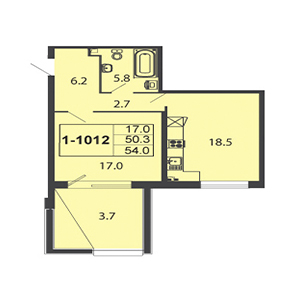 1-комнатная, 54.1 м² — ЖК ЖК Дудергоф Клаб
