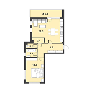 1-комнатная, 72.1 м² — ЖК ЖК Дудергоф Клаб