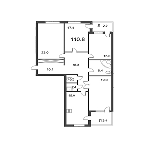 4-комнатная, 140.5 м² — ЖК ЖК Дудергоф Клаб