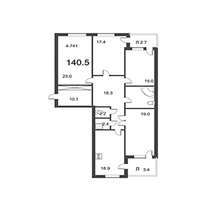 4-комнатная, 140.5 м² — ЖК ЖК Дудергоф Клаб