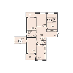4-комнатная, 142.8 м² — ЖК ЖК Дудергоф Клаб