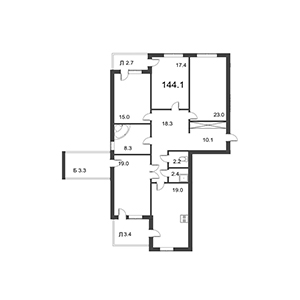 4-комнатная, 143.3 м² — ЖК ЖК Дудергоф Клаб