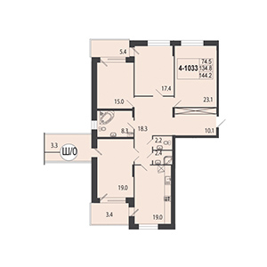 4-комнатная, 143.6 м² — ЖК ЖК Дудергоф Клаб