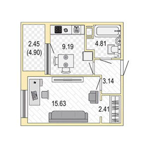 1-комнатная, 37 м² — ЖК ЖК Жемчужная гавань