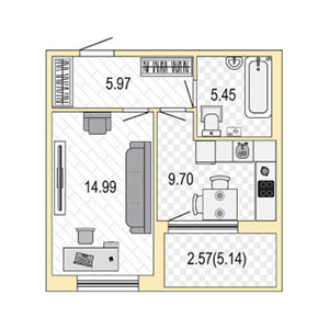 1-комнатная, 37 м² — ЖК ЖК Жемчужная гавань