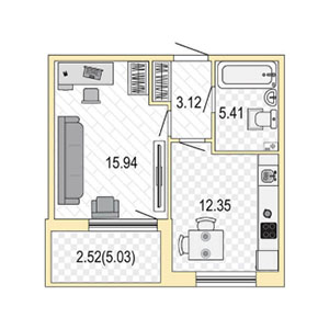1-комнатная, 39 м² — ЖК ЖК Жемчужная гавань