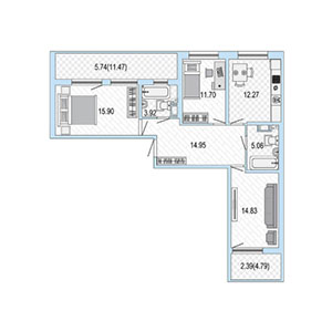 3-комнатная, 86 м² — ЖК ЖК Жемчужная гавань