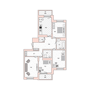 4-комнатная, 109 м² — ЖК ЖК Жемчужный Каскад