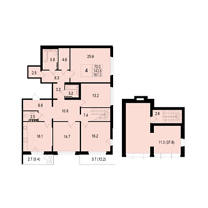 4-комнатная, 161 м² — ЖК ЖК Жемчужный берег