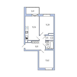 2-комнатная, 66.07 м² — ЖК ЖК Янила Драйв