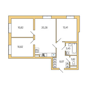 3-комнатная, 67.67 м² — ЖК ЖК Янила Драйв