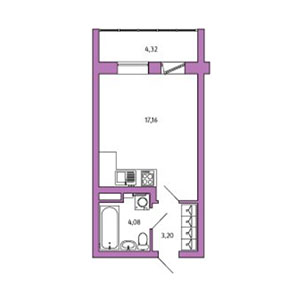 Студия, 26.29 м² — ЖК ЖК Айкью Гатчина(IQ Гатчина)