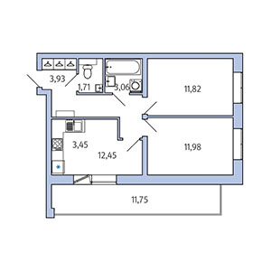 2-комнатная, 54.28 м² — ЖК ЖК Юттери