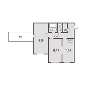 2-комнатная, 59.92 м² — ЖК ЖК Юттери