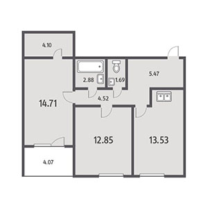 2-комнатная, 64.9 м² — ЖК ЖК Новый лиговский