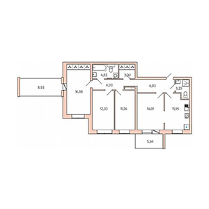 4-комнатная, 97.2 м² — ЖК ЖК Юттери
