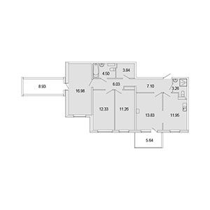 4-комнатная, 97.24 м² — ЖК ЖК Юттери