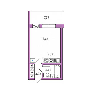 Студия, 27.85 м² — ЖК ЖК Юттери