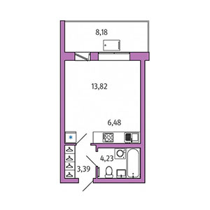 Студия, 37.3 м² — ЖК ЖК Юттери