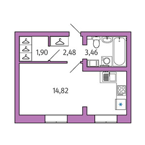 Студия, 22.66 м² — ЖК ЖК Айкью Гатчина(IQ Гатчина)