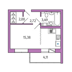 Студия, 24.82 м² — ЖК ЖК Айкью Гатчина(IQ Гатчина)