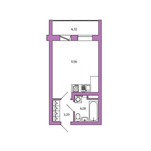 Студия, 25.74 м² — ЖК ЖК Айкью Гатчина(IQ Гатчина)