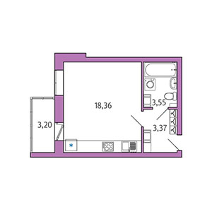 Студия, 26.24 м² — ЖК ЖК Айкью Гатчина(IQ Гатчина)