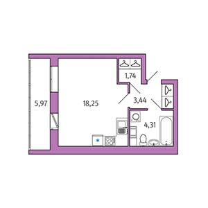 Студия, 29.53 м² — ЖК ЖК Айкью Гатчина(IQ Гатчина)