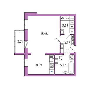 Студия, 40.55 м² — ЖК ЖК Айкью Гатчина(IQ Гатчина)