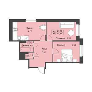 2-комнатная, 59.9 м² — ЖК ЖК ЭкоСити