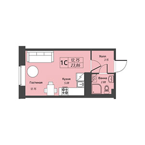 Студия, 23.69 м² — ЖК ЖК Вало (Valo)