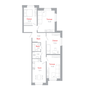 4-комнатная, 87.12 м² — ЖК ЖК Новое колпино