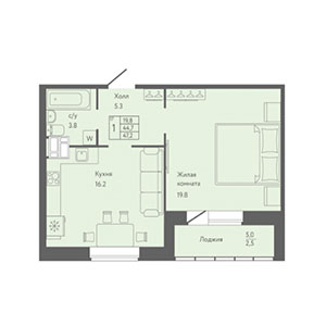 2-комнатная, 60 м² — ЖК ЖК Новый лиговский