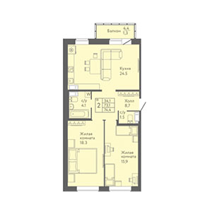 2-комнатная, 66.7 м² — ЖК ЖК Новый лиговский
