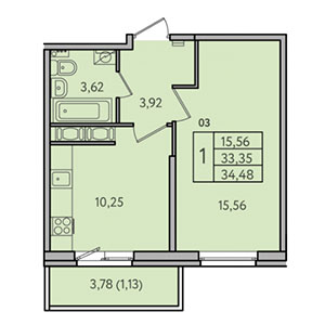 1-комнатная, 34.5 м² — ЖК ЖК Астрид
