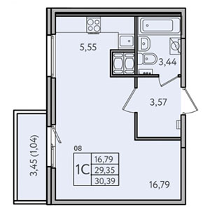 Студия, 30.4 м² — ЖК ЖК Астрид
