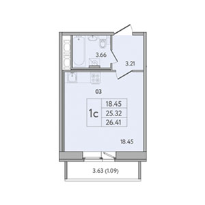 Студия, 26.4 м² — ЖК ЖК Живи В Курортном