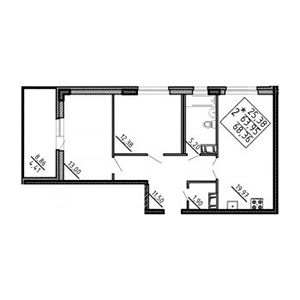 2-комнатная, 68.36 м² — ЖК ЖК ЮПитер (YouПитер)