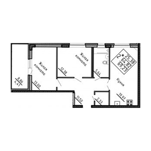 2-комнатная, 69.23 м² — ЖК ЖК ЮПитер (YouПитер)