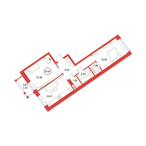 2-комнатная, 57.67 м² — ЖК ЖК Ариосто