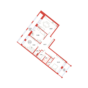 3-комнатная, 105.12 м² — ЖК ЖК Ариосто