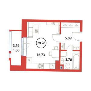 Студия, 28.26 м² — ЖК ЖК Ариосто