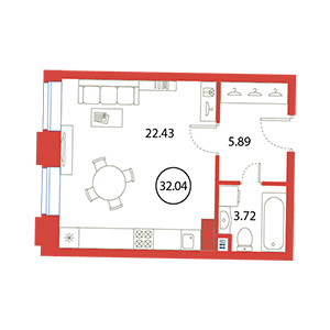 Студия, 32.04 м² — ЖК ЖК Ариосто